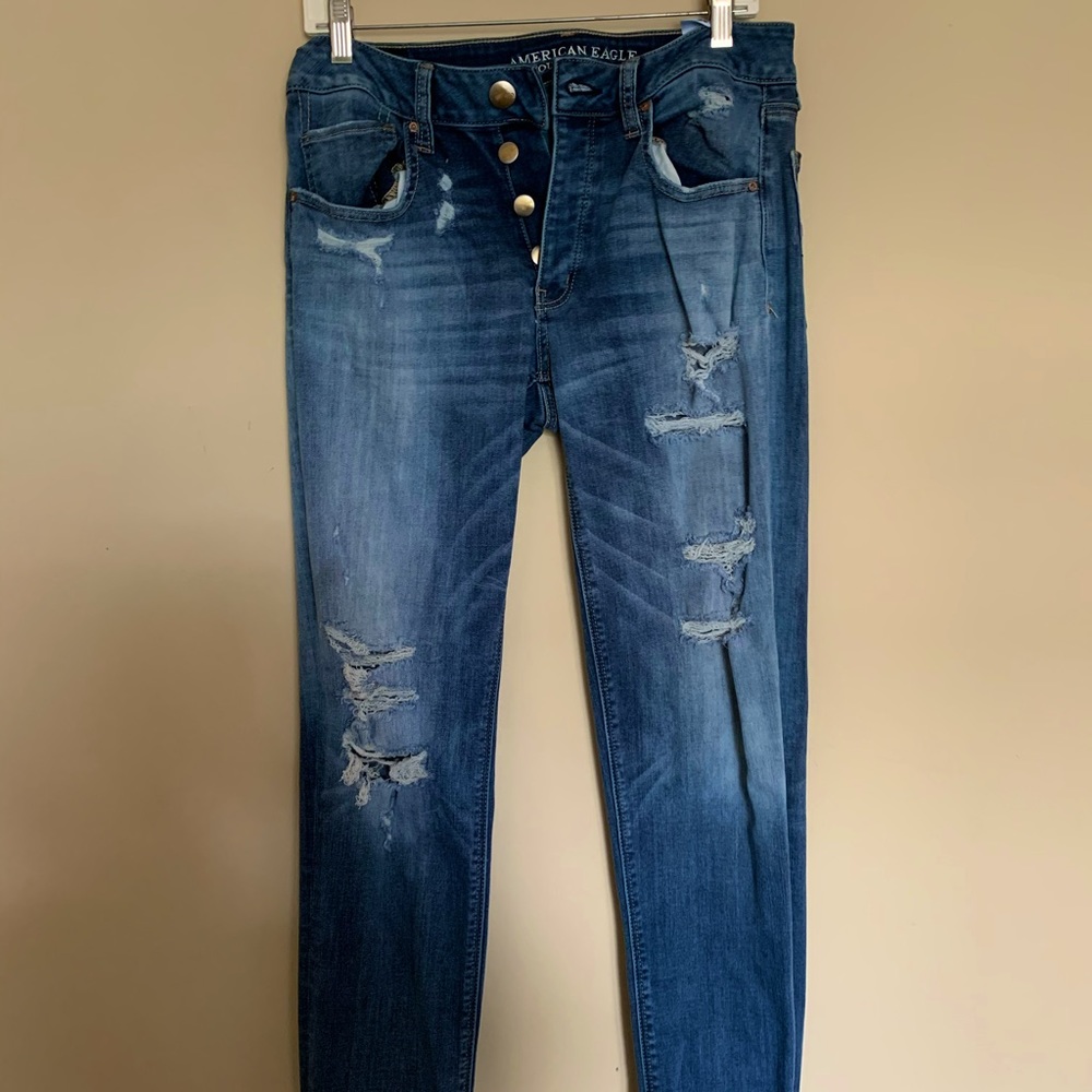 Ripped blue jeans